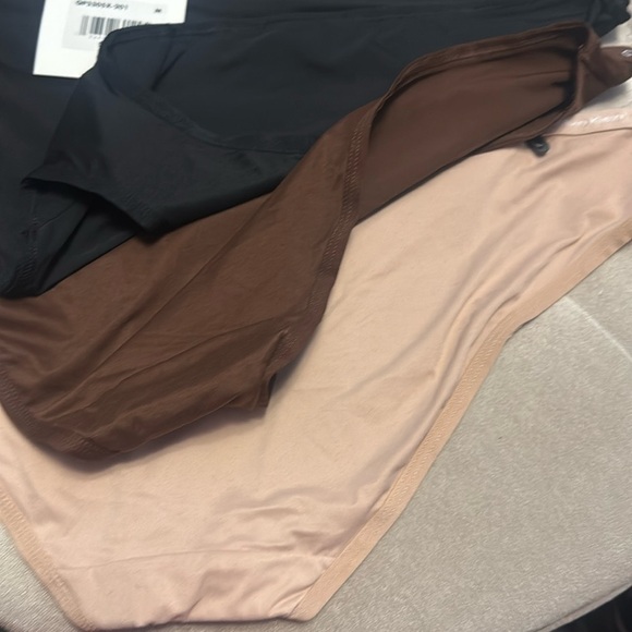 Calvin Klein nylon bikini panties, 3 pack, nude, brown and black, new - Picture 4 of 6